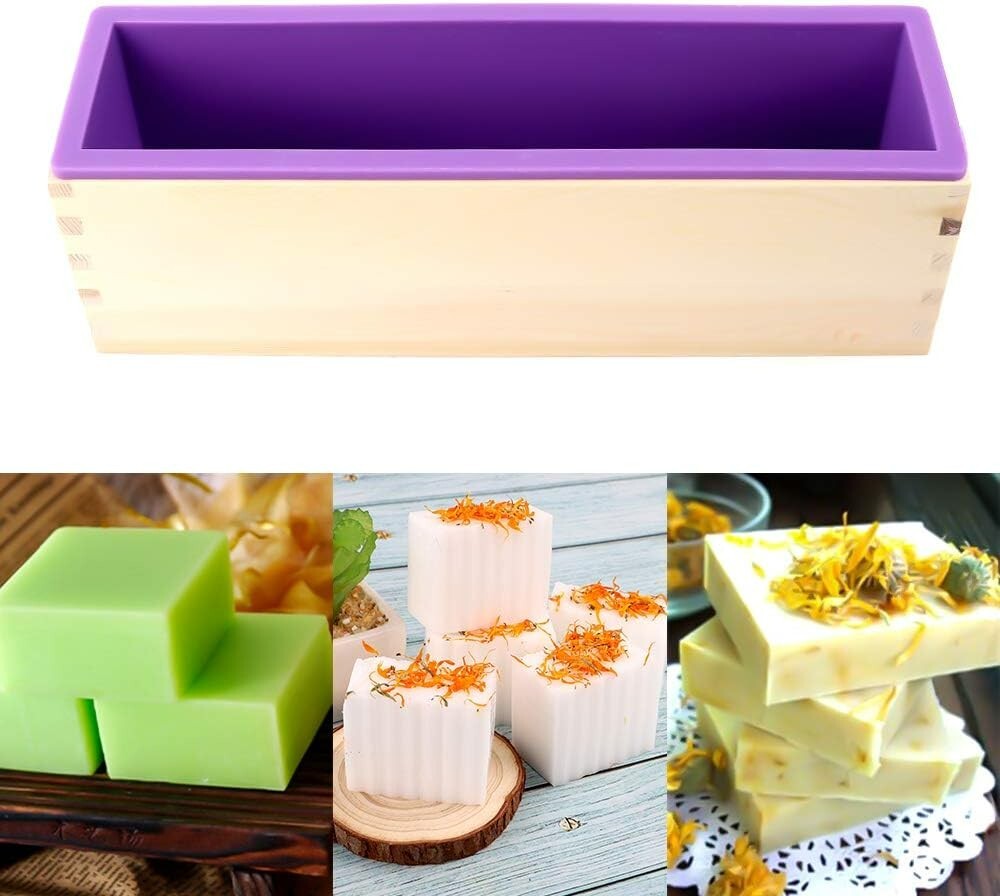 42oz Rectangular Silicone Soap Mold with Cutters & 100 Plastic Bags - Easy Use