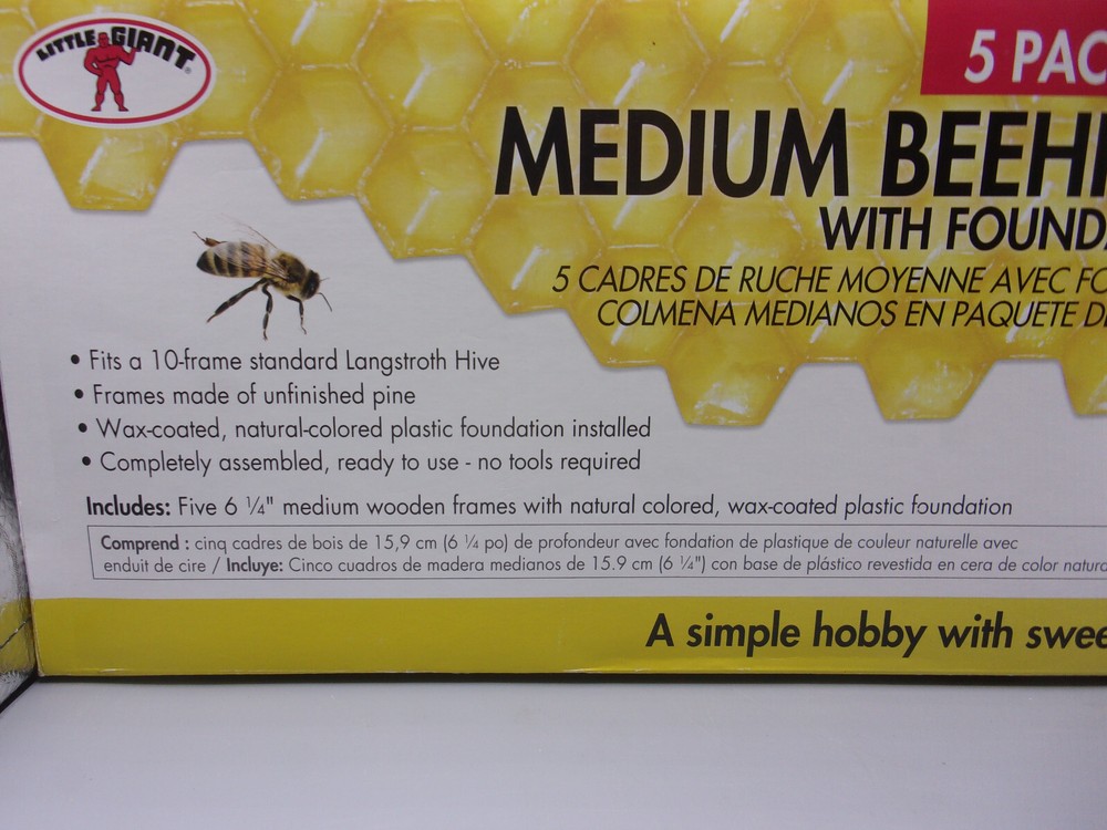 Little Giant Medium Beehive Frames w/Foundation Natural-Colored Plastic- 5 Count