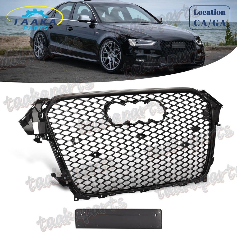 For Audi A4 S4 RS4 Style 2013-2016 Black Mesh Grille Front Grill