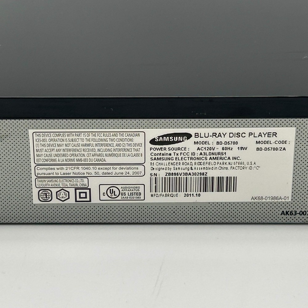 Samsung BD-D5700 DVD Player Untested - Used