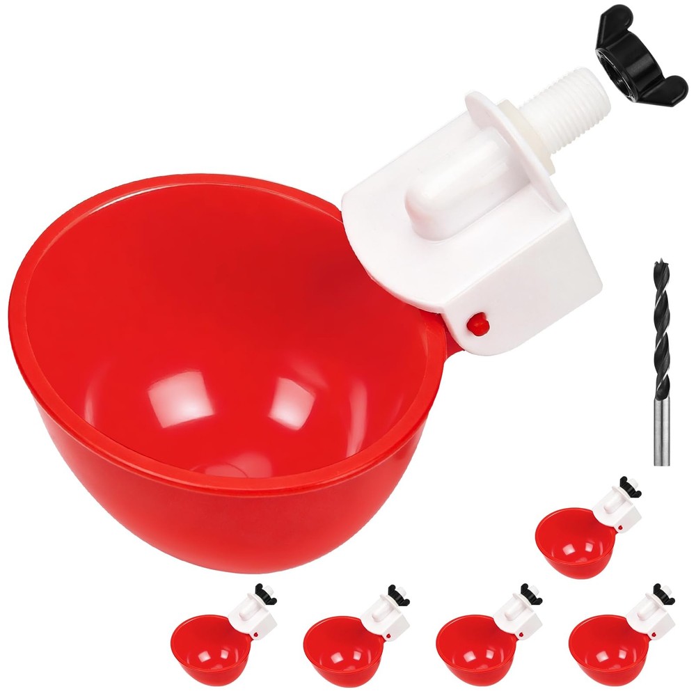 Automatic Chicken Waterer Cups 6 Pack Large Feeder for Chickens - Easy Hydration