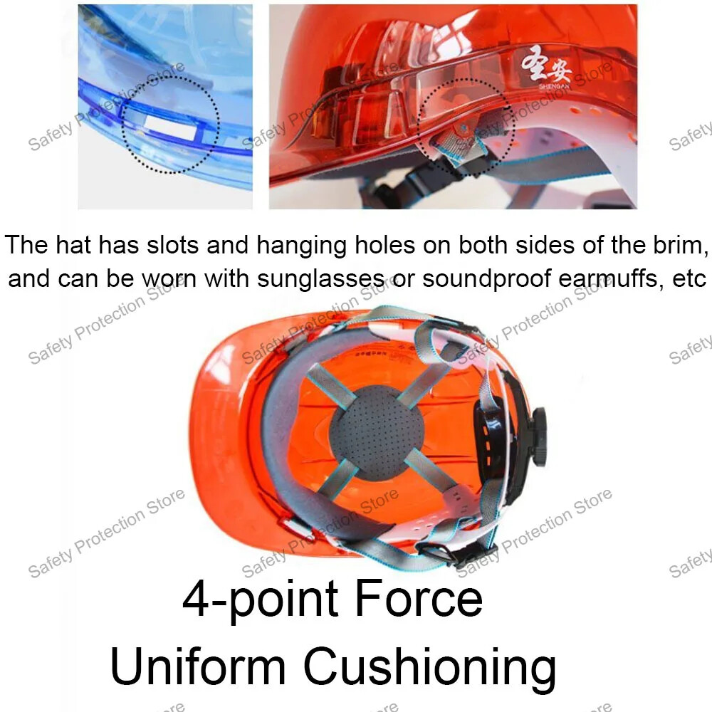 Transparent Work Construction Safety Helmet Workplace Protective Vented Hard Hat