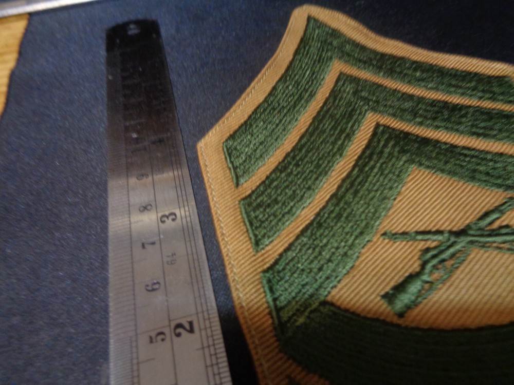 USMC Master Sergeant MSgt Marines E8 Chevron PATCH green/tan for Khaki shirt