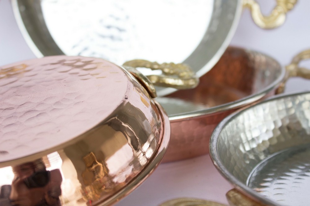 4 Handmade hammered Turkish Copper Saute Roasting Egg Omelet Omelette Pan