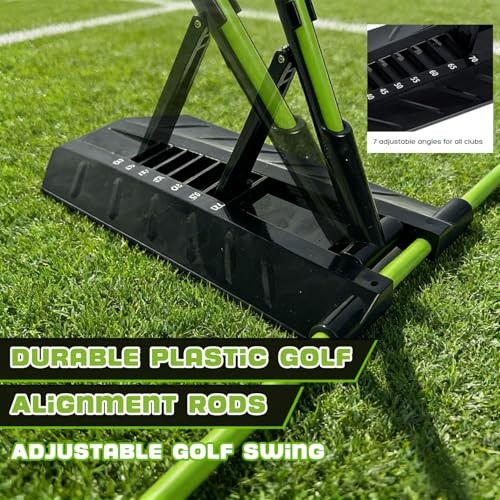 Golf Alignment Stick Trainer with Adjustable Swing Plane Guide, Full Swing