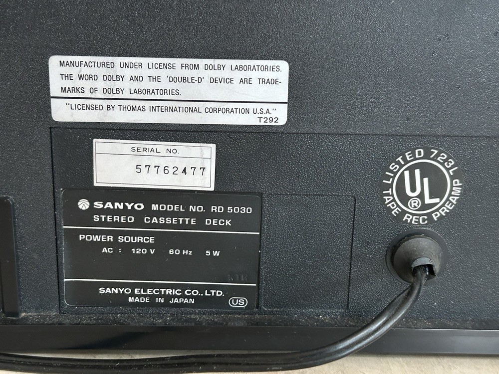 Sanyo RD 5030 Stereo Cassette Deck Tested Working
