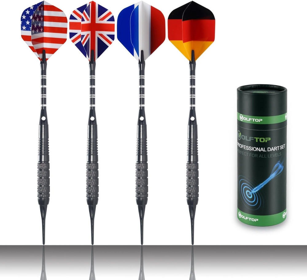 12 Pack Soft Tip Darts - Plastic Tip Darts 18 Grams with 100 Extra Dart Tips, Da
