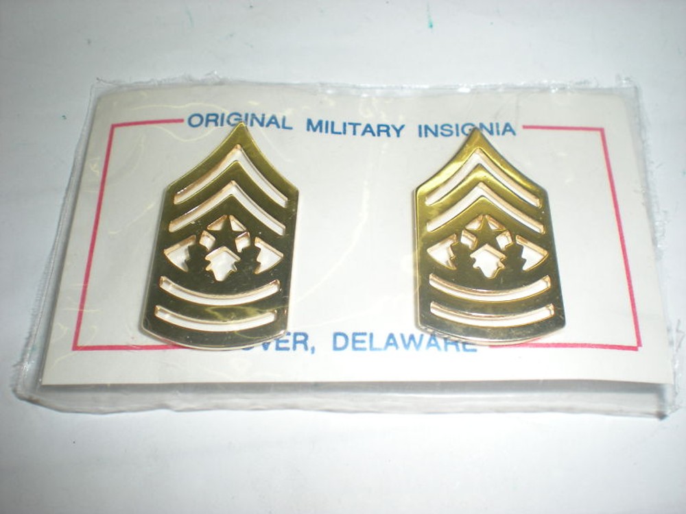 US ARMY CMD SERGEANT MAJOR  METAL COLLAR RANK- 1 PAIR