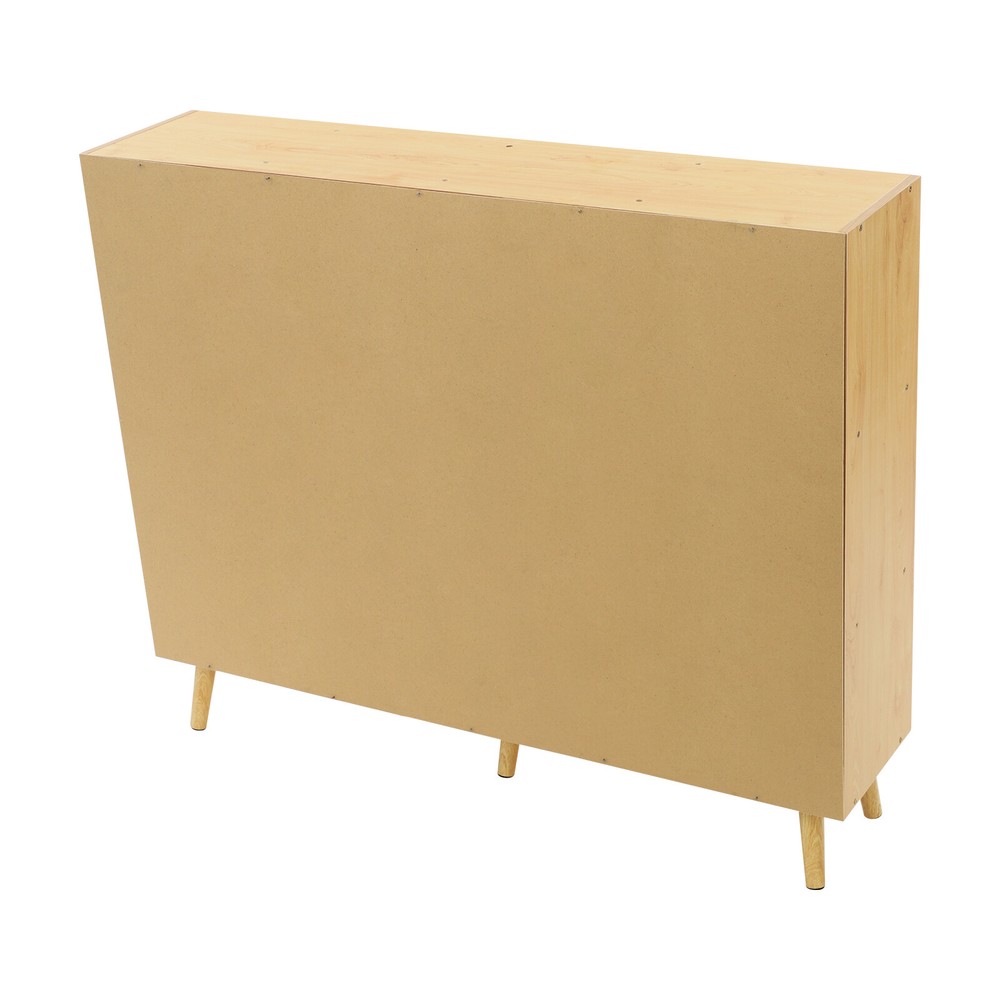 Open Bookshelf with Solid Wood Legs, Standing Open Bookshelf with 11 Compartment