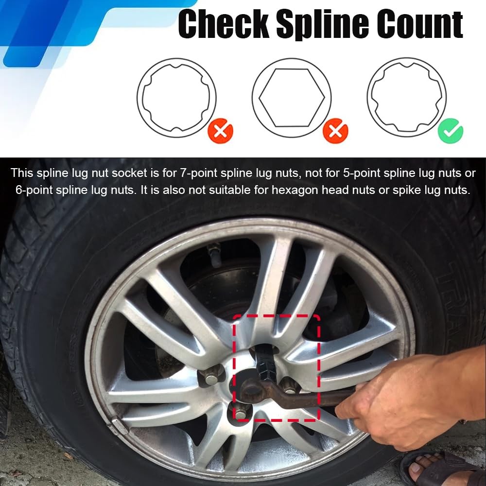 PACLVIO 7 Spline Lug Nut Socket, Wheel Lock Key Replacement for 7