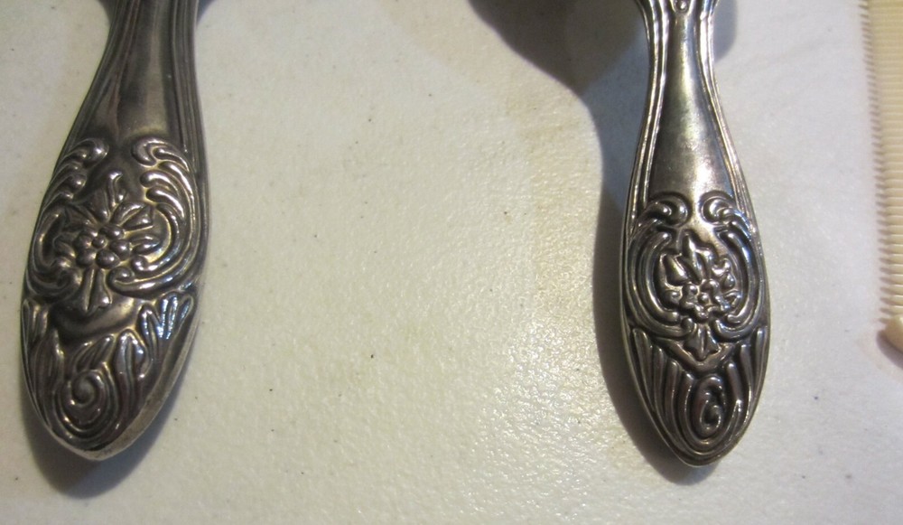 Vintage Silver Plated Ornate Vanity Set 3 piece