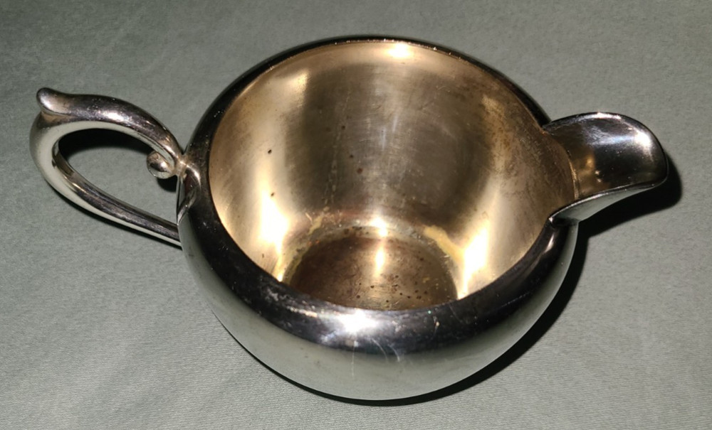 Vtg E.H.S. Co. silverplate on copper open creamer pitcher