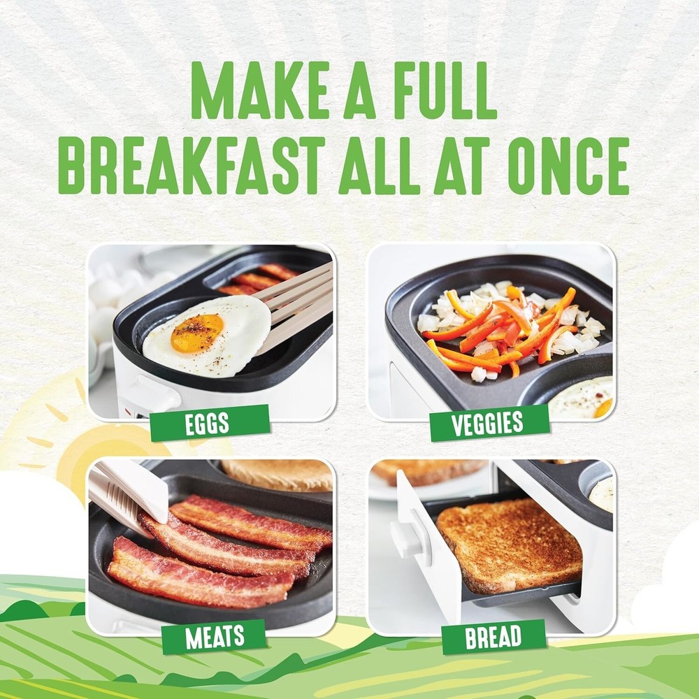 Breakfast Made Simple: 3-in-1 Maker with Griddles, Timer & Cool-Touch Handles
