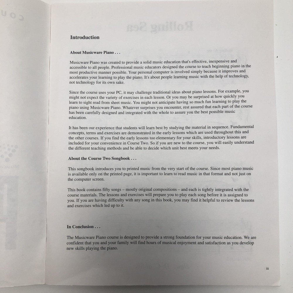 1994 Musicware Piano User Guide Course two Course Three 3 book set Sheet music