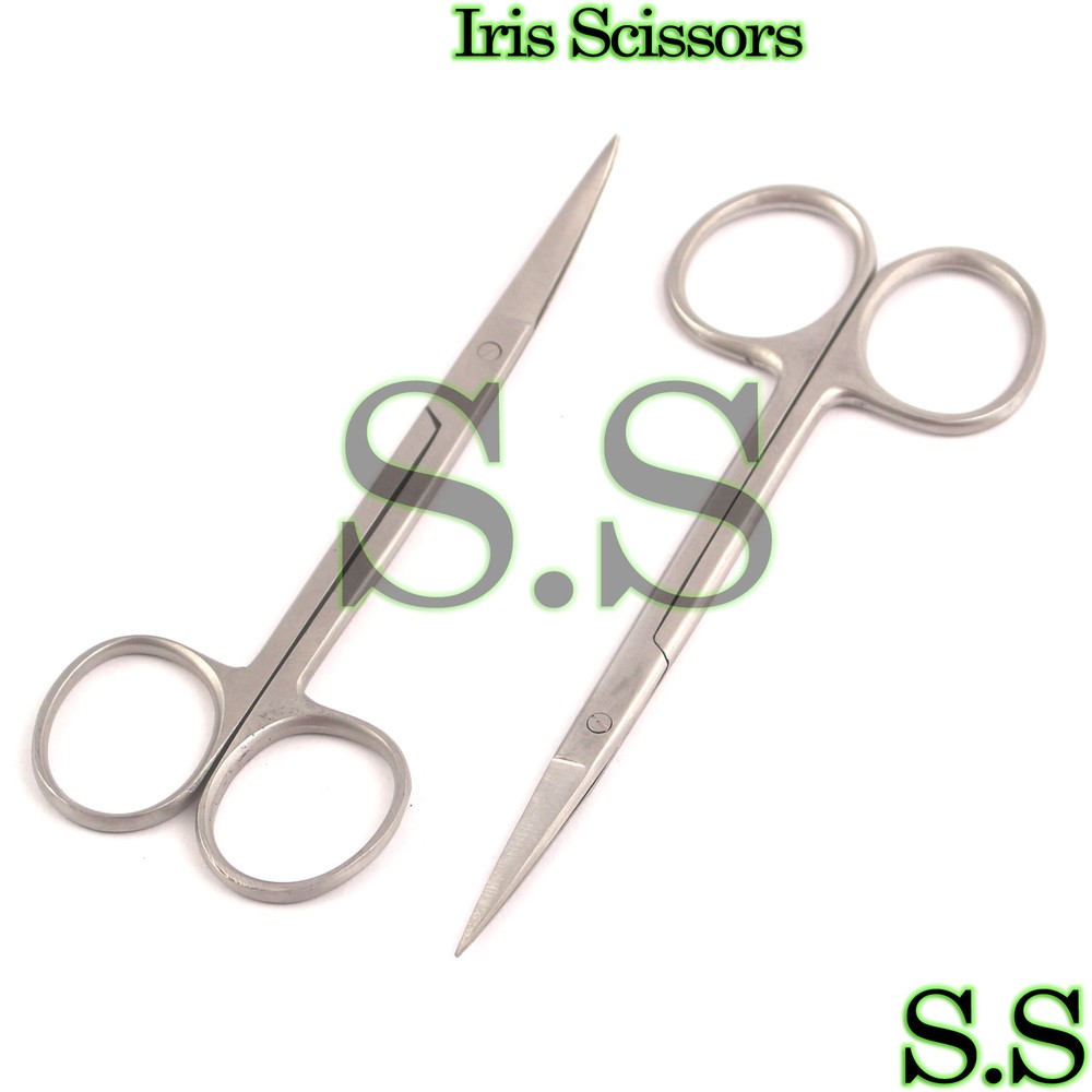 2 DELICATE FINE PATTERN IRIS OPHTHALMIC SCISSORS STRAIGHT+CURVED 3.5" SURGICAL