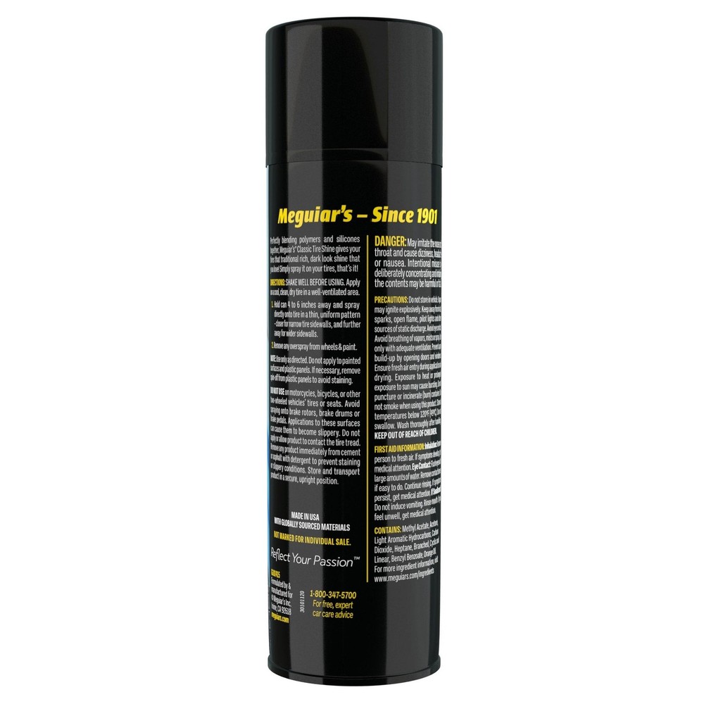Meguiar's Classic Tire Shine Spray Cans, 15 oz, 3-pack