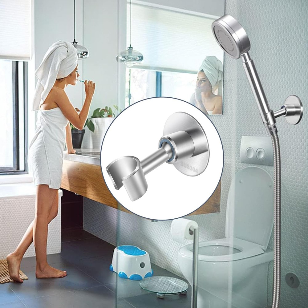 Shower Head Holder 360° Adjustable Handheld Bathroom Brushed Finish