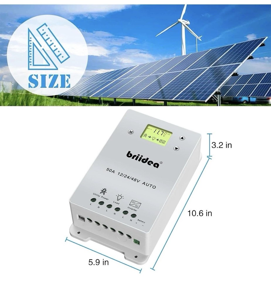 Automatic Transfer Switch 50A 5500 Watt ATS Dual Power Controller Off Grid Solar