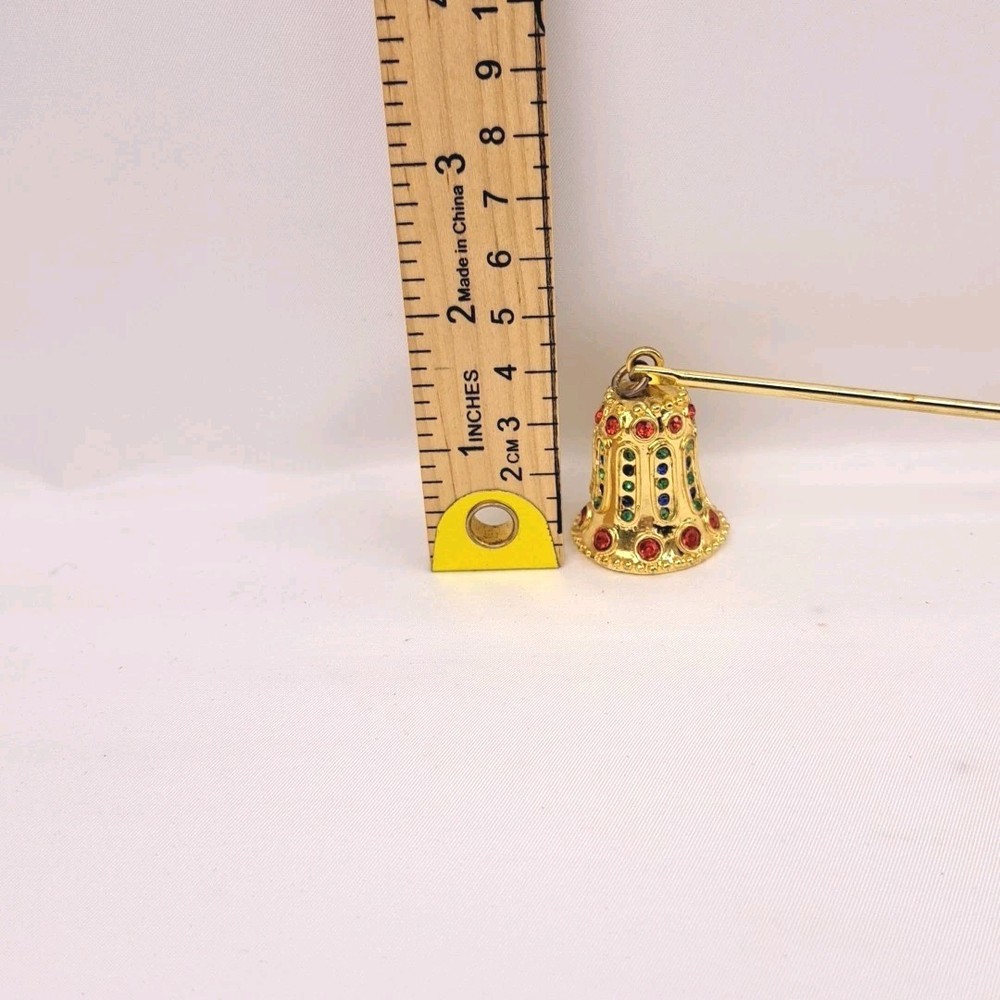Gold Tone Candle Snuffer Bell Design Long Handle Candle Accessory