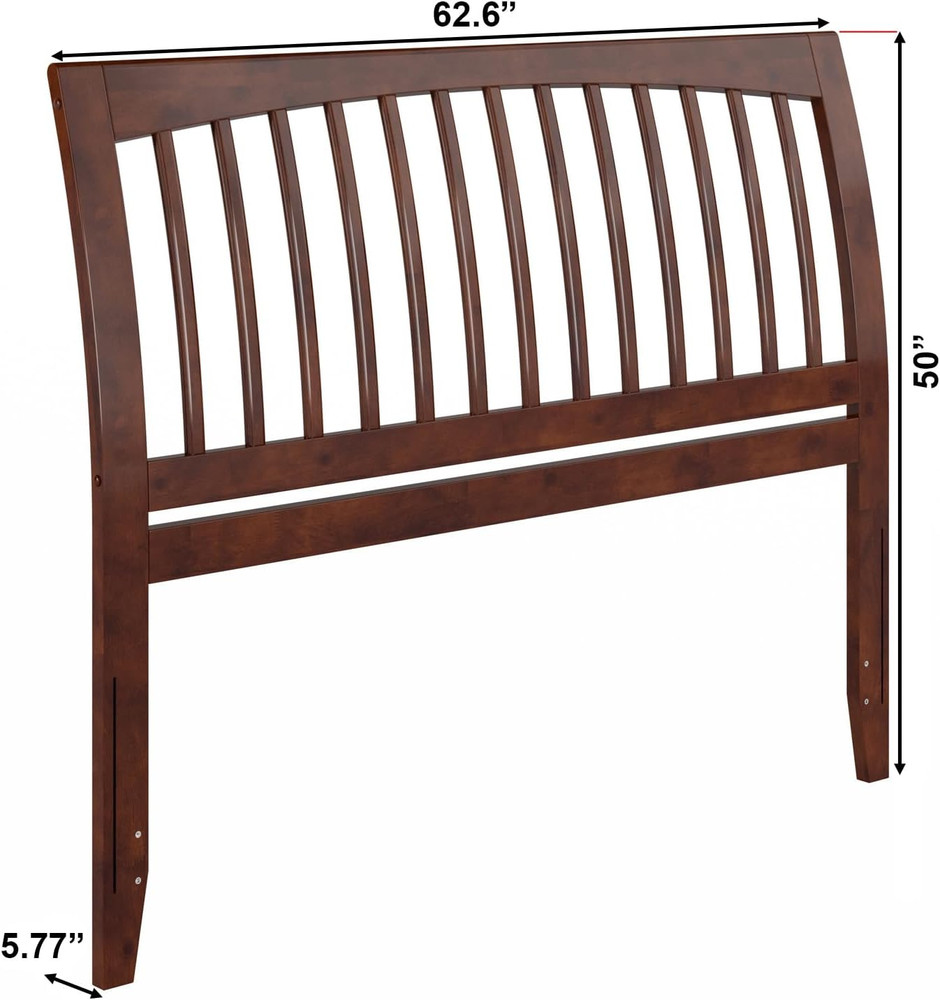 , Orleans Queen Sleigh Solid Wood Slat Headboard, Walnut