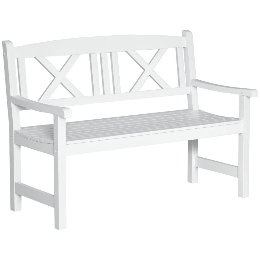 Rustic Style Garden Bench Solid Bench Corner Bench White