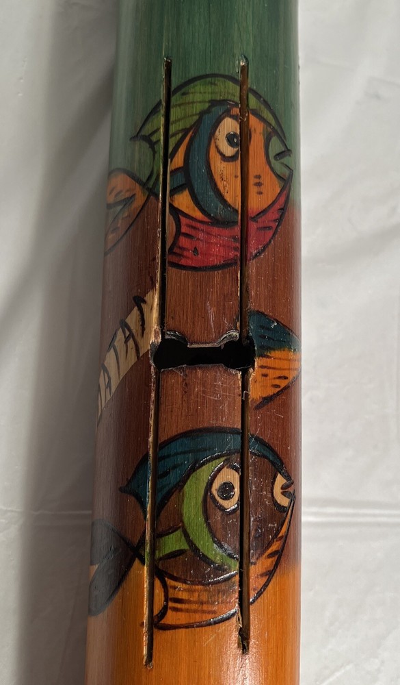 Bamboo Percussion Drum Instrument Hand Painted Fish, Roatan