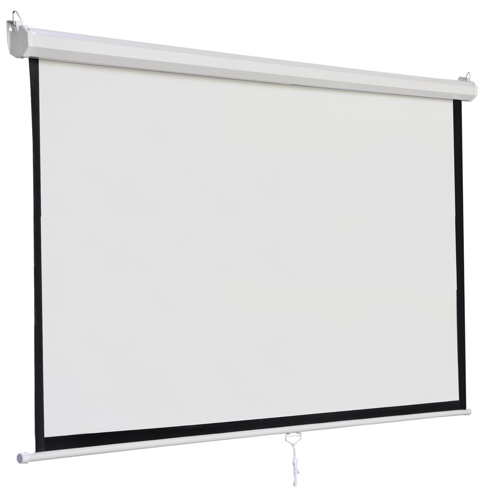 119" 1:1 Projection Projector Screen Home HD Movie Matte White Manual Pull Down