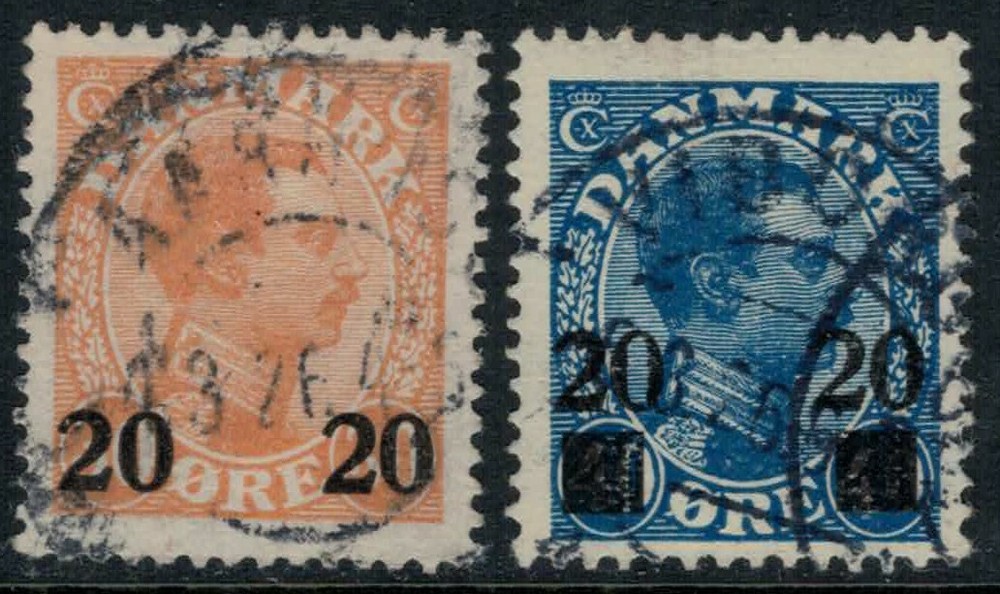 Denmark #176-7 CV $34.00 overprints postage stamps