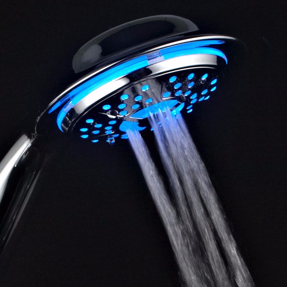 PowerSpa High Pressure 4-Inch LED Hand Shower with 4 Settings
