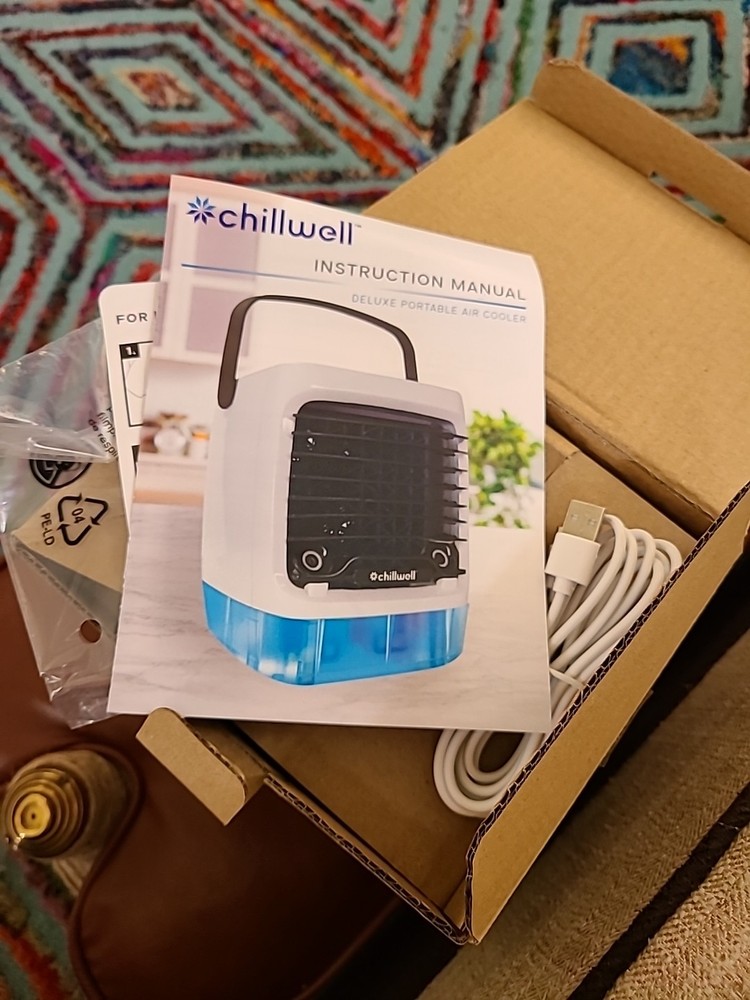 NIB Chillwell DELUXE PORTABLE Air Cooler Powers On  USB Cable Included