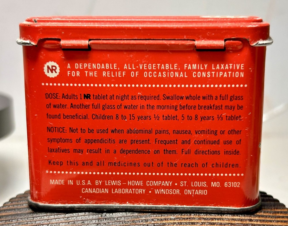 Nature's Remedy Medicine Tin, Vegetable Laxative, 60 tablets, EMPTY Hinged Top