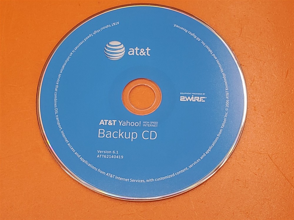 ⭐️⭐️⭐️⭐️⭐️ AT&T Yahoo! 2Wire Backup CD Version 6.1 ATT62140419 Disc Only