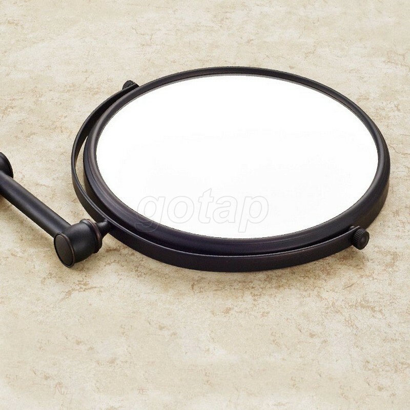 Black Bronze Folding Dual Arm Extend Bathroom Mirror Wall Mounted Makeup Mirror