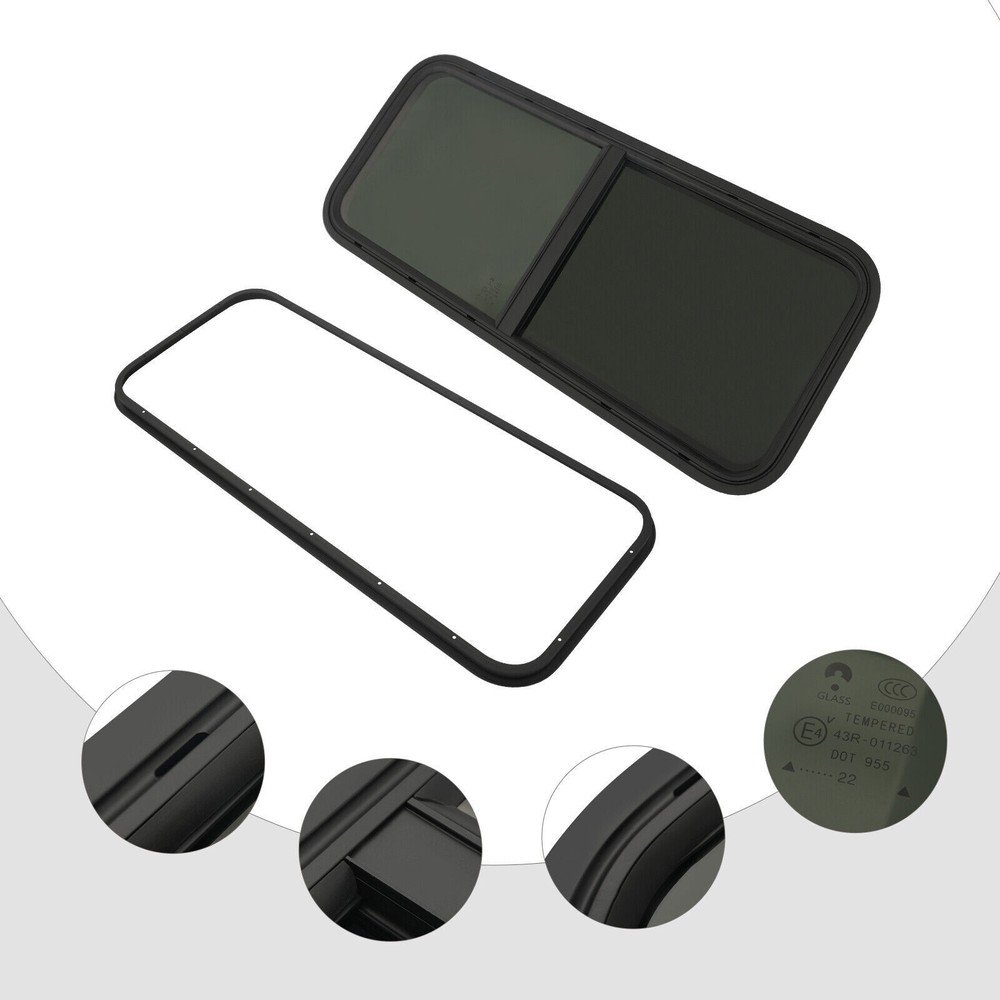 RV Exit Window 42" W x 22" H Optional Trim RV Window Replacement Camper Black US