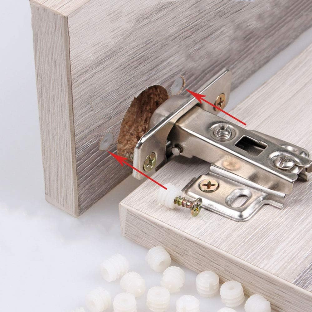 Easy Install 20PCS Plastic Dowel Inserts + Screws - For Secure Cabinet Hinge