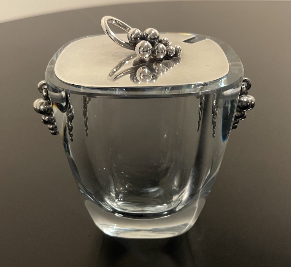 MCM Danish Modern Sterling Silver Crystal Jar E Dragsted Denmark Mint