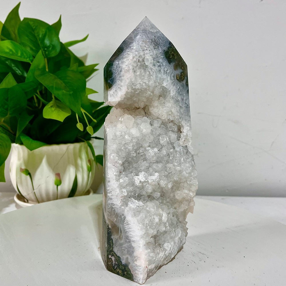3.54LB Water grass agate wide column obelisk sample column