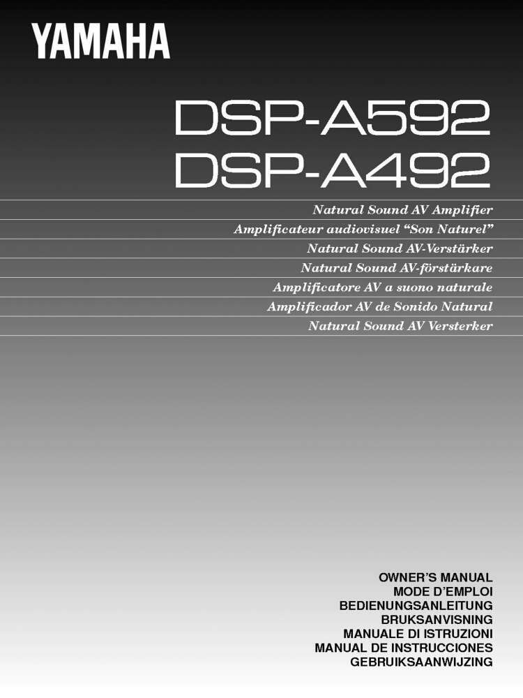 Yamaha DSP-A592 Amplifier Owners Manual