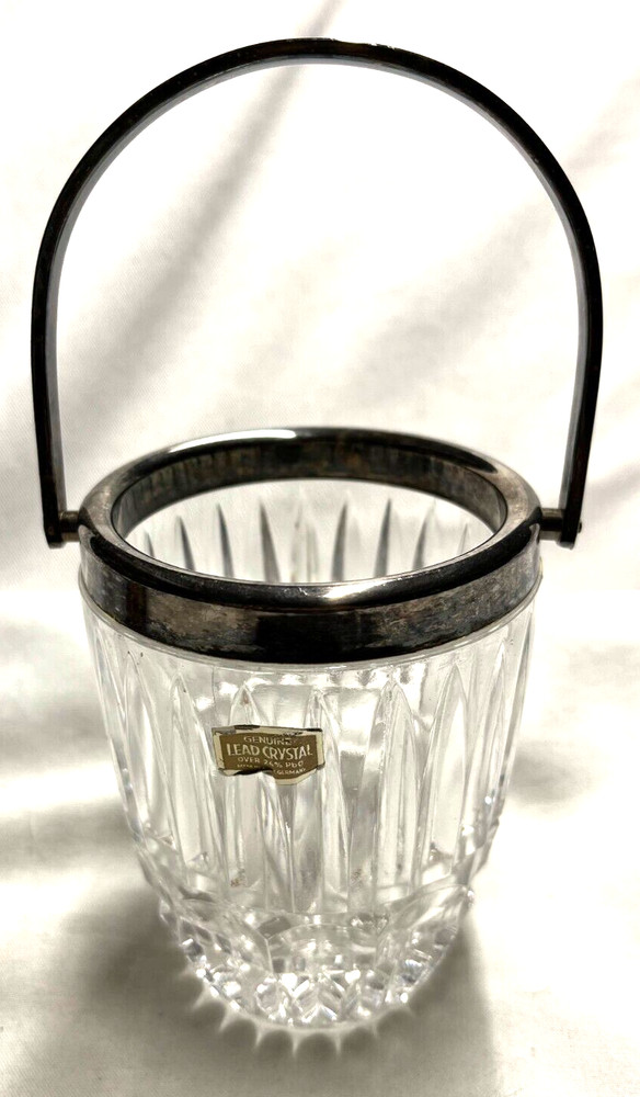 Lead Crystal bucket with Silver Handle - 4" diameter