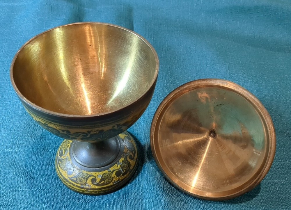 Incense Burner With Decorative Lid Hand Painted Vintage Unique Bottom Signed