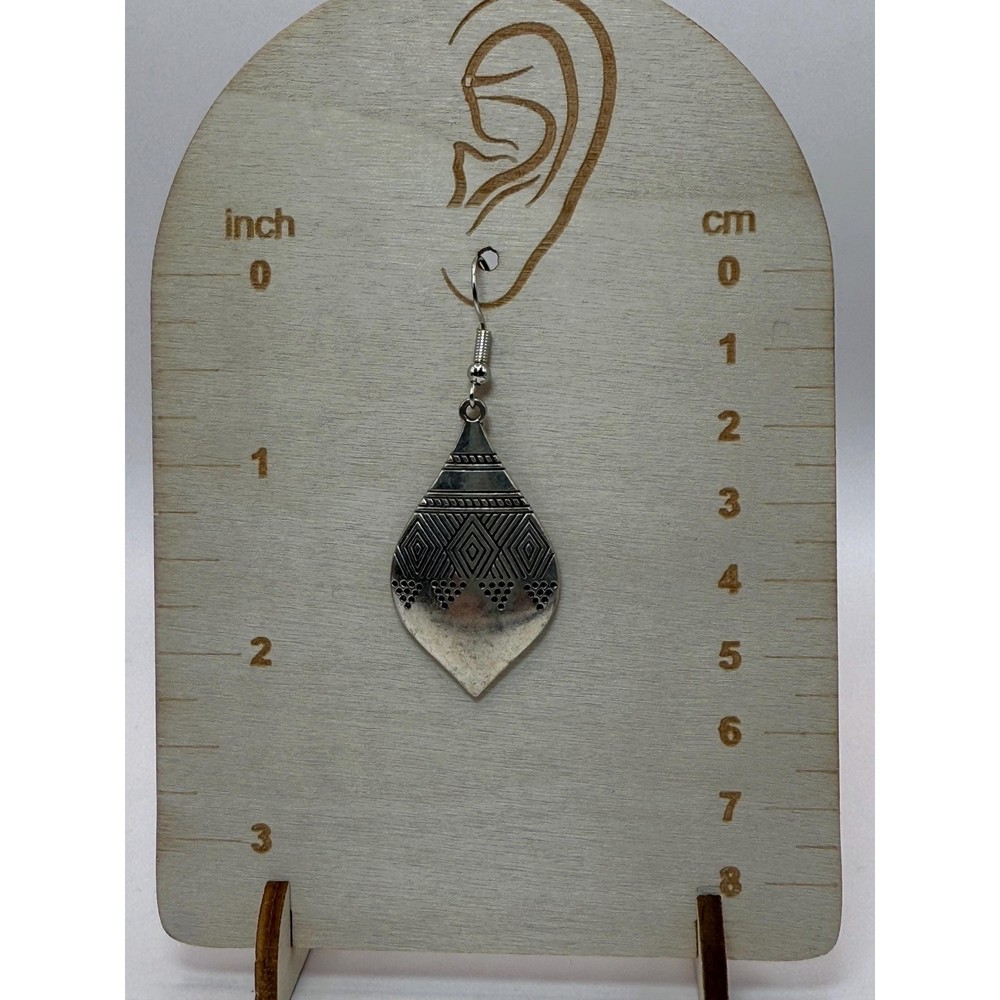 Boho Silver Tone Dangle Earrings Lot Turquoise Style & Geometric Pair