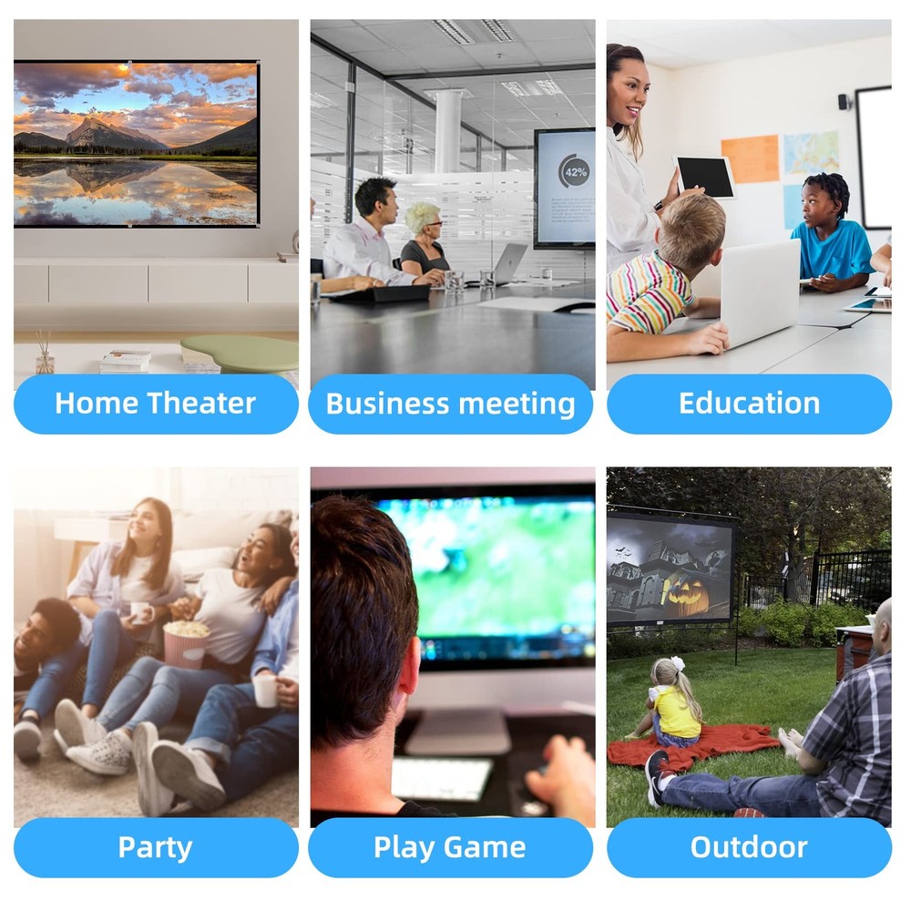 Projector Screen,4K 16:9 HD Rear Front Projectors Screen Foldable Projection ...