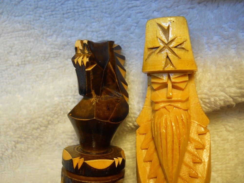 Hand Carved Russian Chess Set with Box