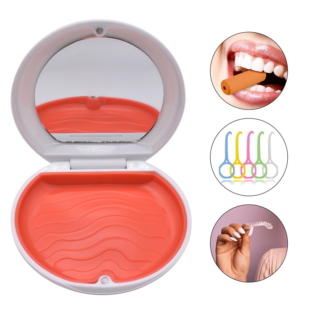 2X Dental Portable Teeth Braces Box Container Retainer Storage Cases with Mirror
