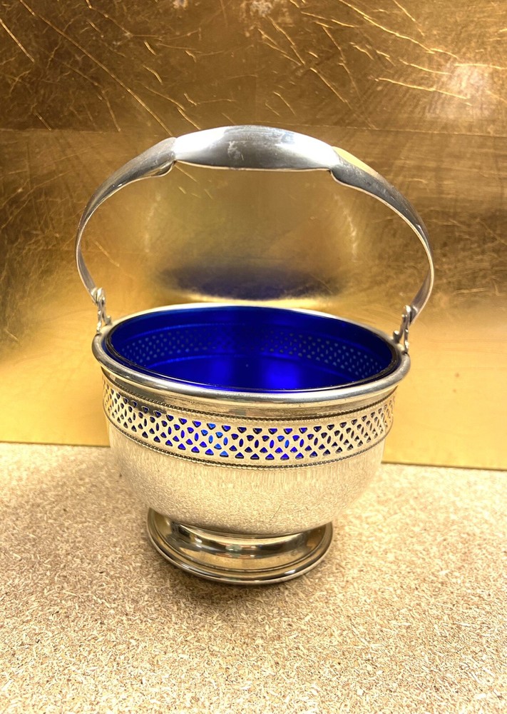 Cartier Sterling Silver Bowl With Cobalt Insert