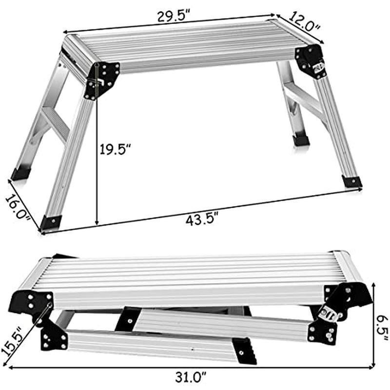 Foldable Aluminum Work Platform Non-Slip Multi-Use Step Ladder Garage Sturdy New