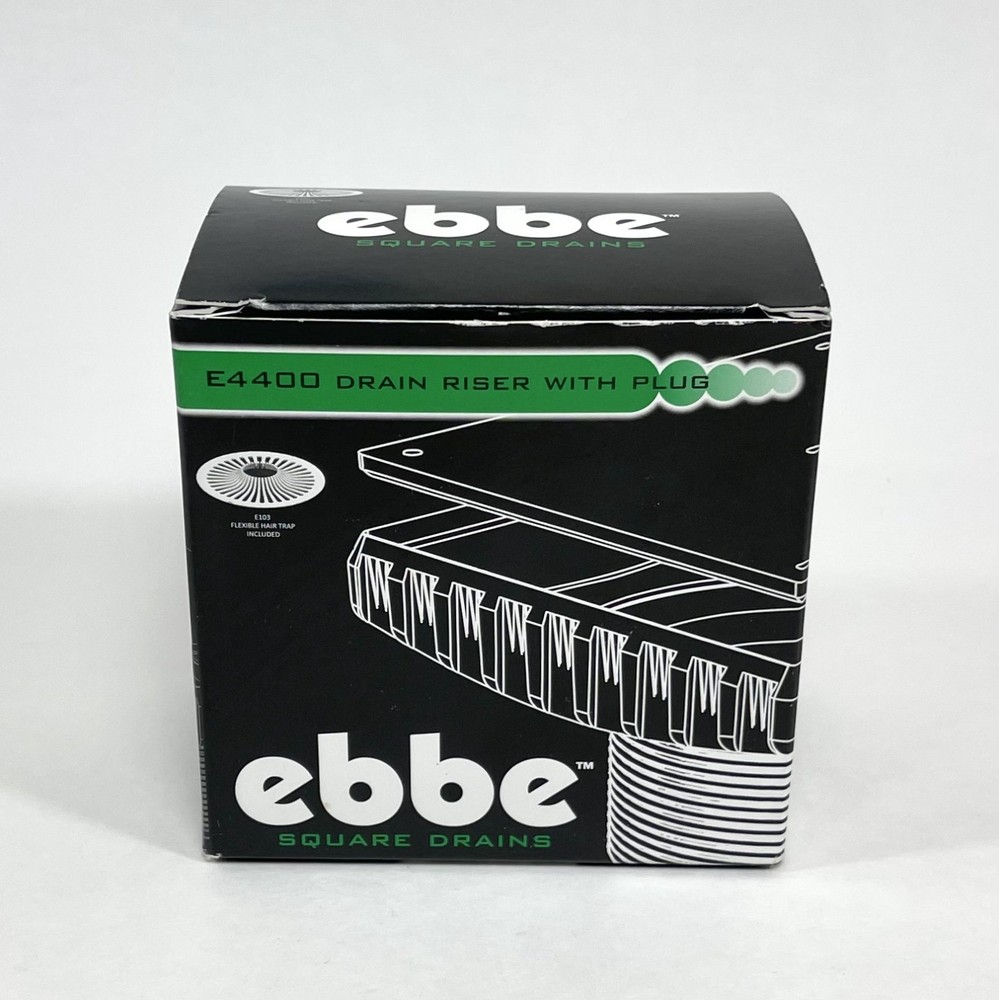 Ebbe E4404 Brushed Nickel Square Drain Grate and E4400 Drain Riser