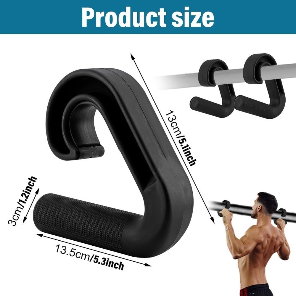 Neutral Grip Handle Attachment for Pull-up Bars, 1 Pair Portable Hooks Black