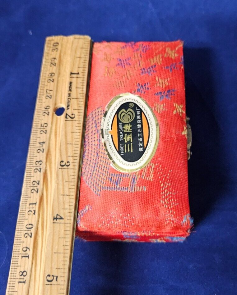 Vintage Chinese Baoding Balls Original Box & Sticker, Chimes, Blue w Panda Bears