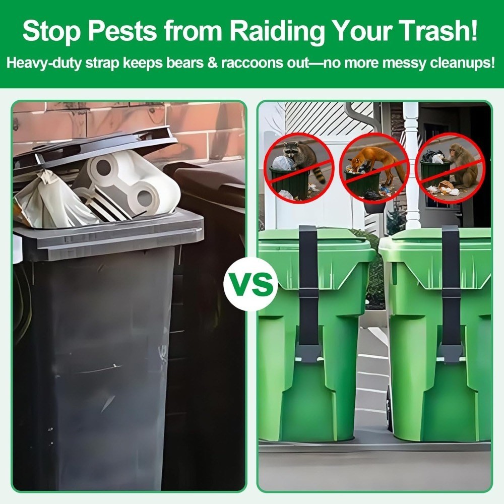 Heavy-Duty Adjustable Bungee Straps for Securing Trash Cans Against Bears and